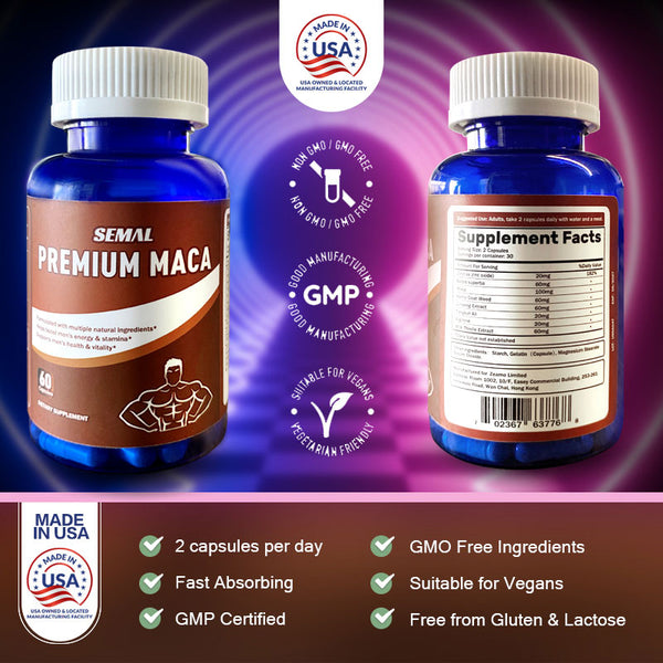 Semal Premium Maca Blend Capsules for Men (60 Servings)
