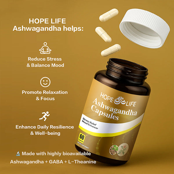 Ashwagandha Capsules, Stress Relief and Mood Support Supplement, 60 Capsules Withania somnifera soft Softgels