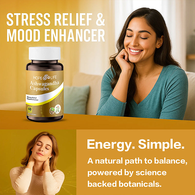 Ashwagandha Capsules, Stress Relief and Mood Support Supplement, 60 Capsules Withania somnifera soft Softgels