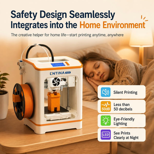 Entina Tina2C 3D Printer for Kids & Beginners, Ready in 8 Minutes, WiFi | Fully Assembled with Auto Leveling, App Control, 3000+ Models and 20+ DIY Modules for Easy Home Creativity and STEM Learning.